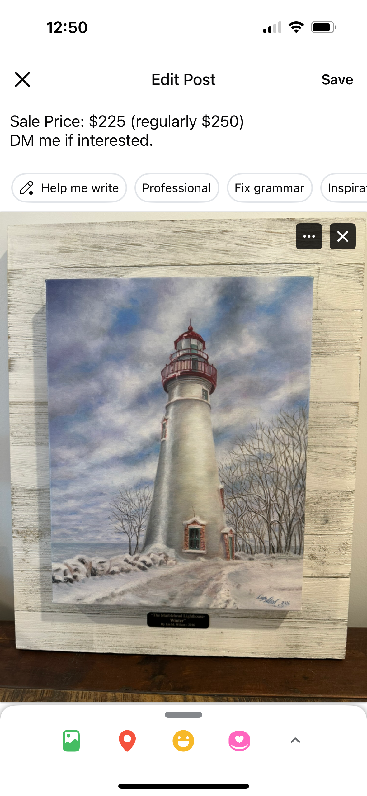 Canvas Wrap - The Marblehead Lighthouse- Winter