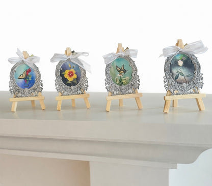 LINnies Minis - Your Forever Rose (White Rose With a Black Swallowtail Butterfly)