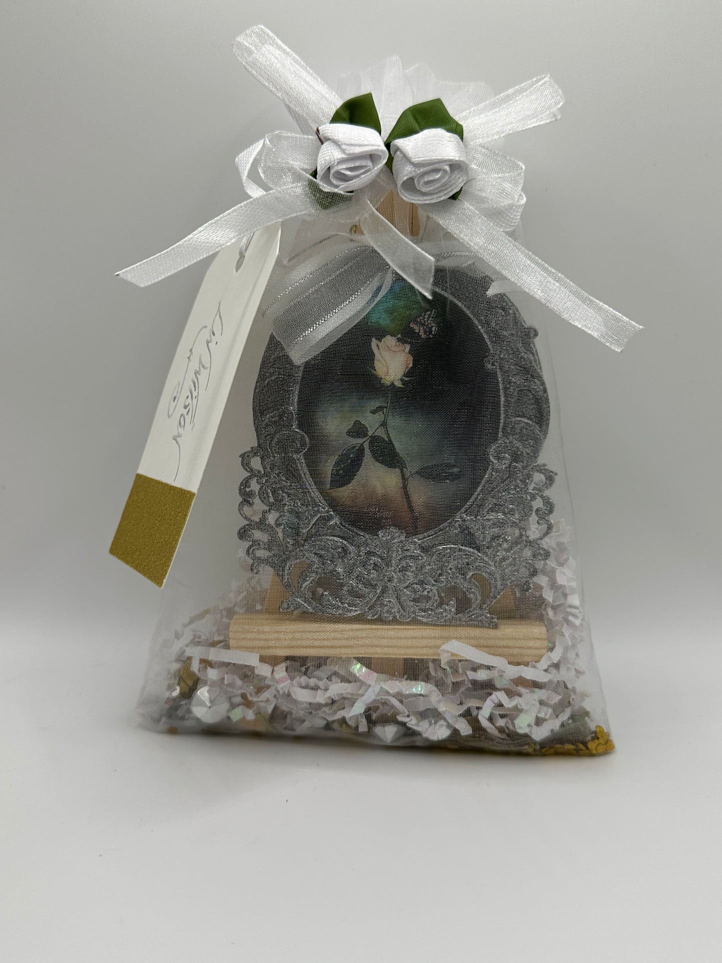 LINnies Minis - Your Forever Rose (White Rose With a Black Swallowtail Butterfly)